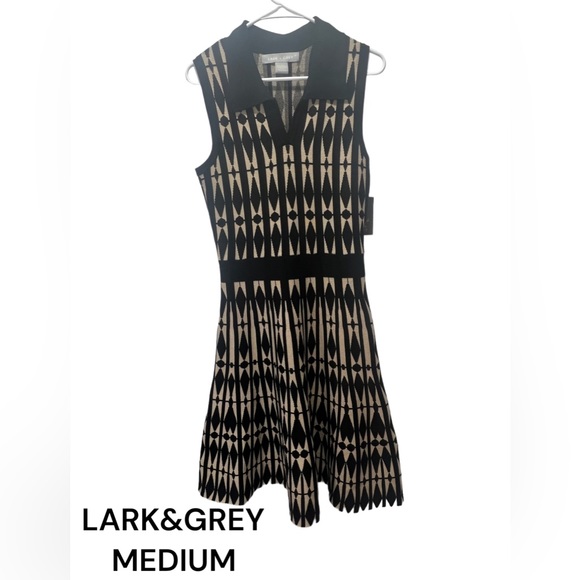 Lark&Grey Dresses & Skirts - LARK & GREY, MEDIUM, BLACK/BEIGE PRINT, SLEEVELESS, DRESS. New